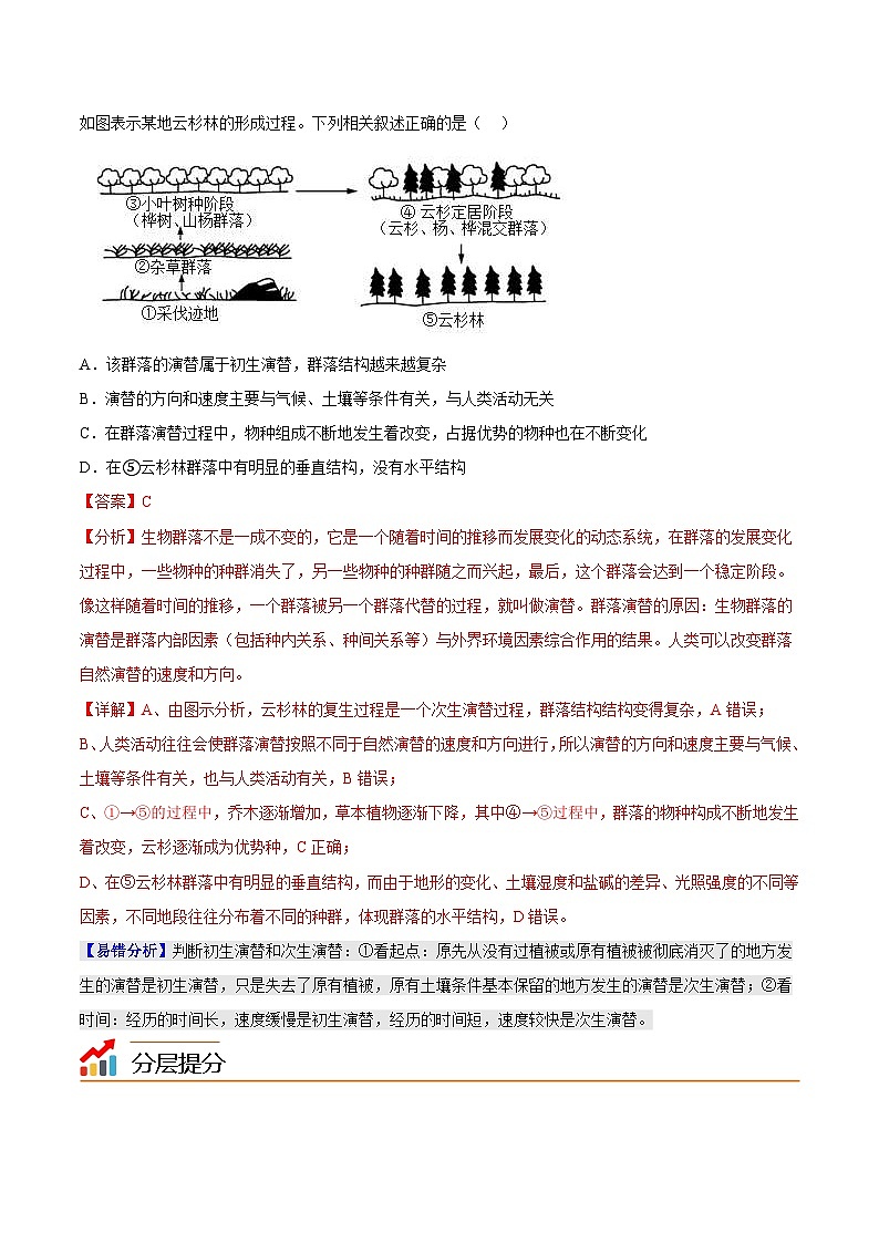 人教版(选择性必修二)高中生物同步精品讲义2.3 群落的演替（教师版） 第2页