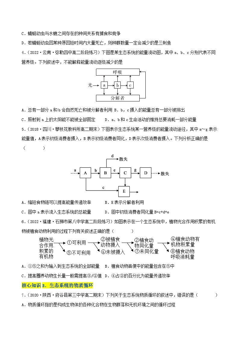 人教版(选择性必修二)高中生物分层训练AB卷第3章 生态系统及其稳定性（A卷·知识通关练）（2份打包，原卷版+教师版）02
