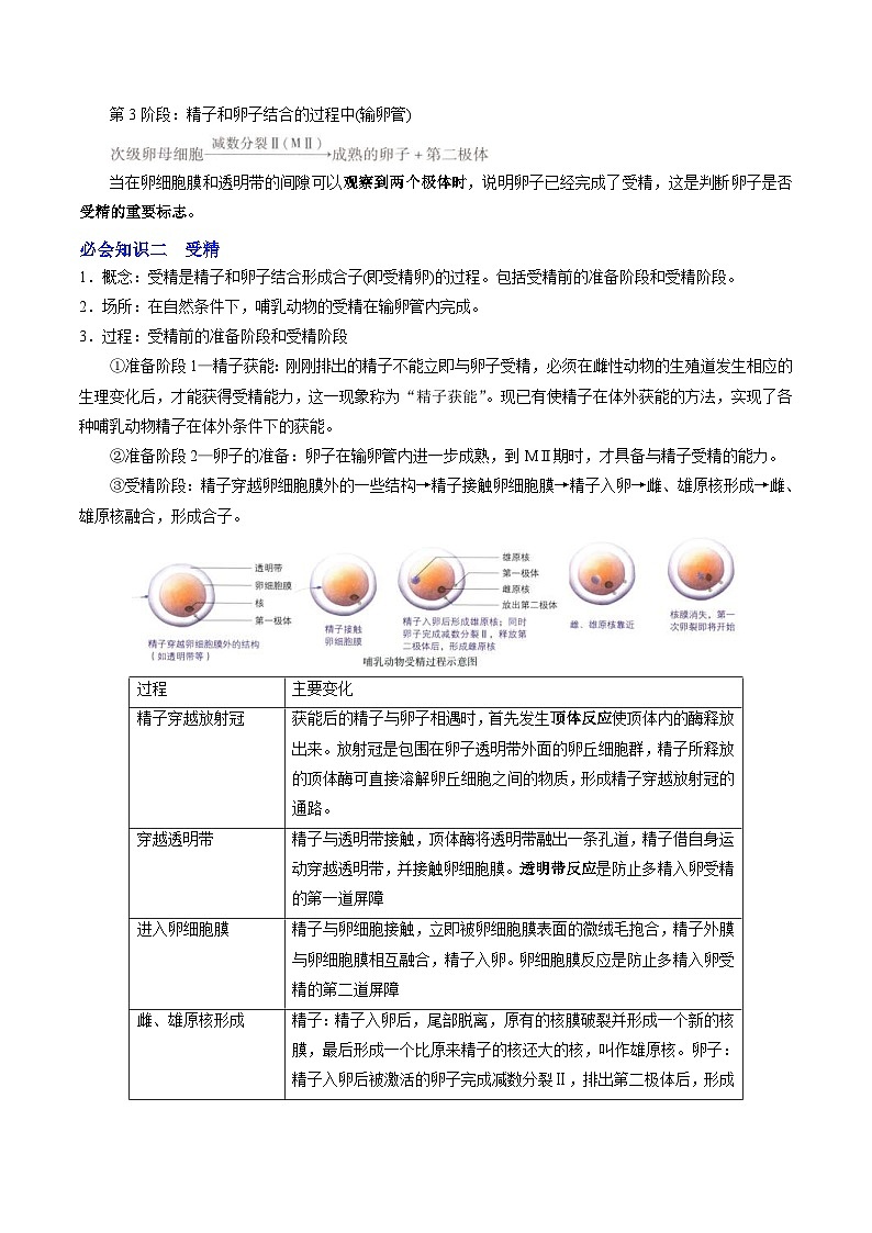 人教版(选择性必修三)高中生物同步精品讲义2.3.1 胚胎工程的理论基础（2份打包，原卷版+教师版）02