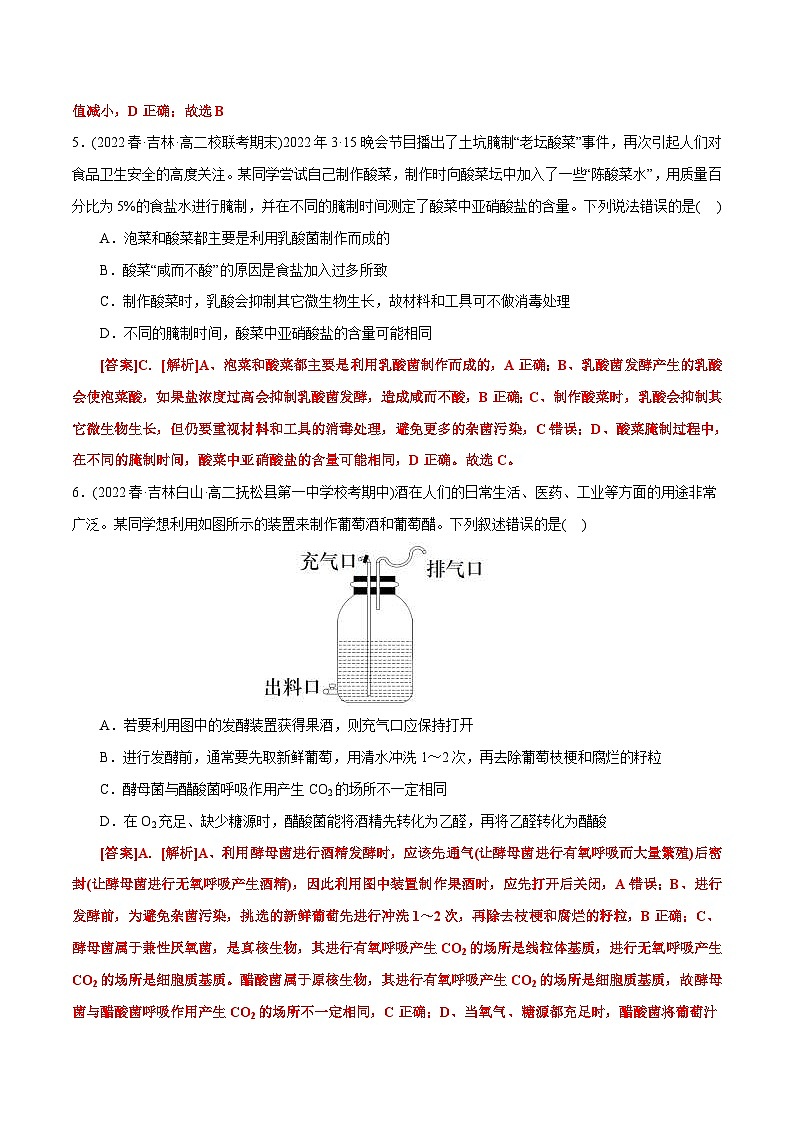 人教版(选择性必修三)高中生物分层训练AB卷第1章 发酵工程（B卷·能力提升练）（2份打包，原卷版+教师版）03