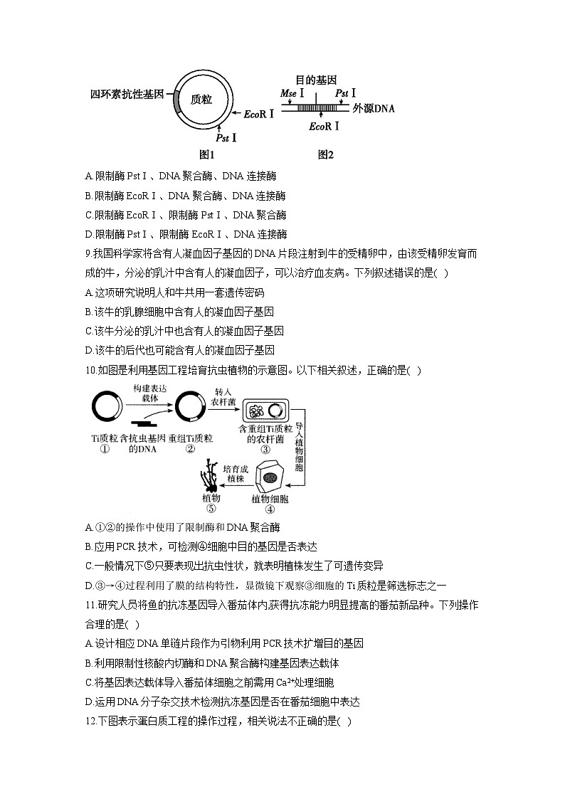 浙教版2019 高中生物 选修3 第4章 基因工程 能力提升（含解析） 试卷03