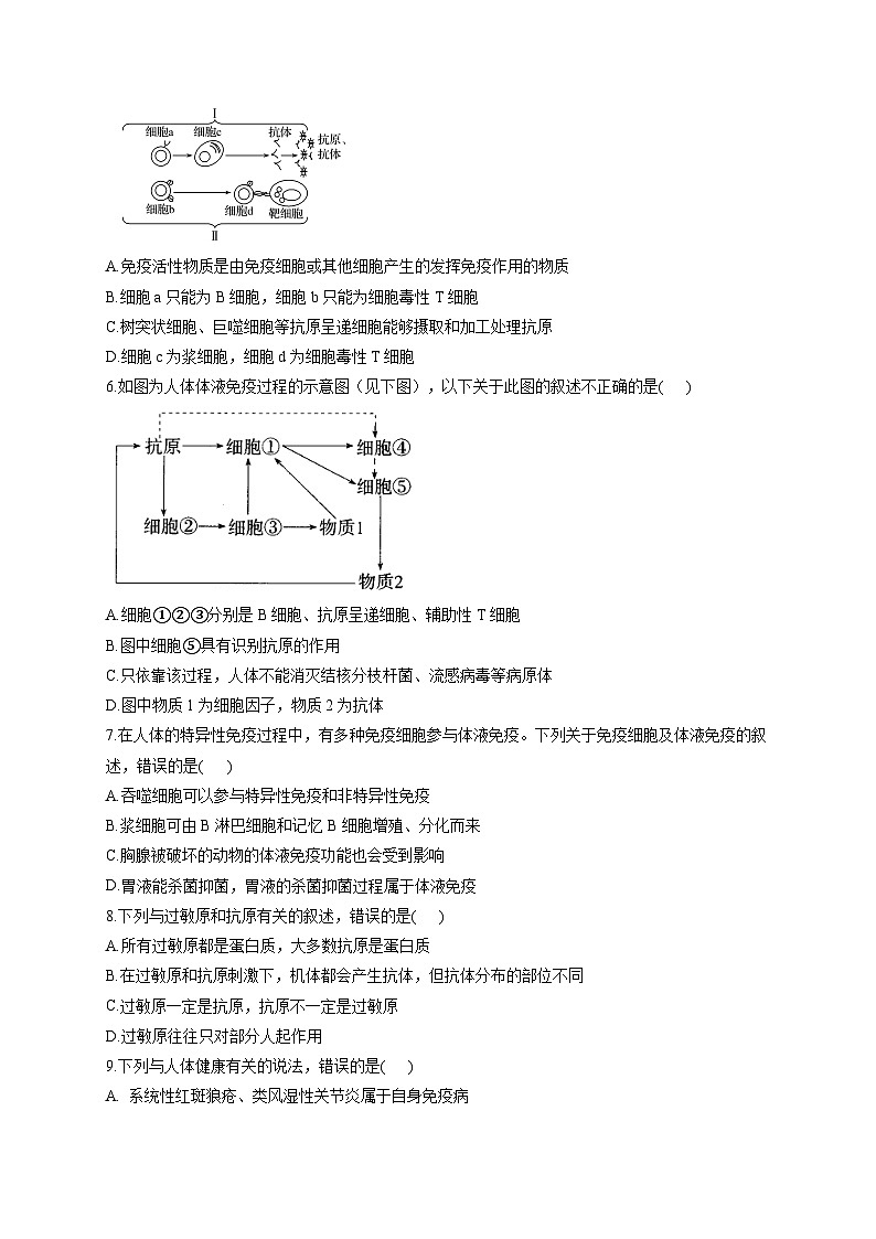 苏教版 高中生物 选修一 第3章 人的免疫调节与稳态  习题（含解析）02