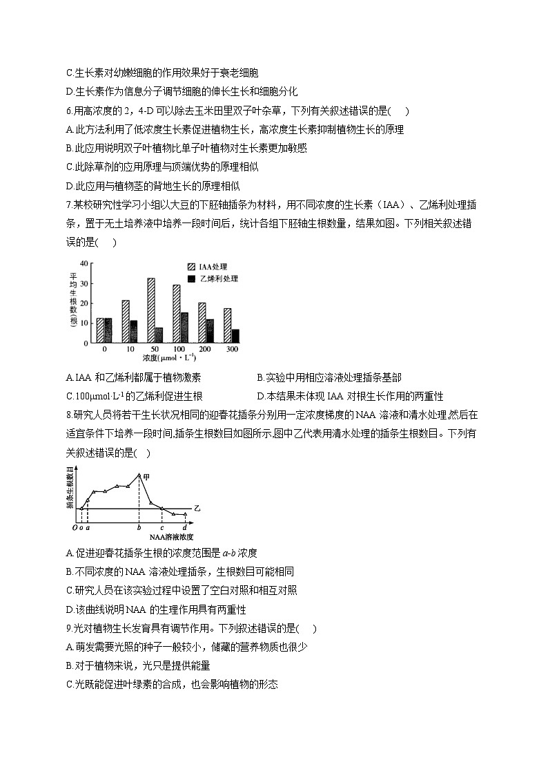 苏教版 高中生物 选修一 第4章 植物生命活动的调节  习题（含解析）02