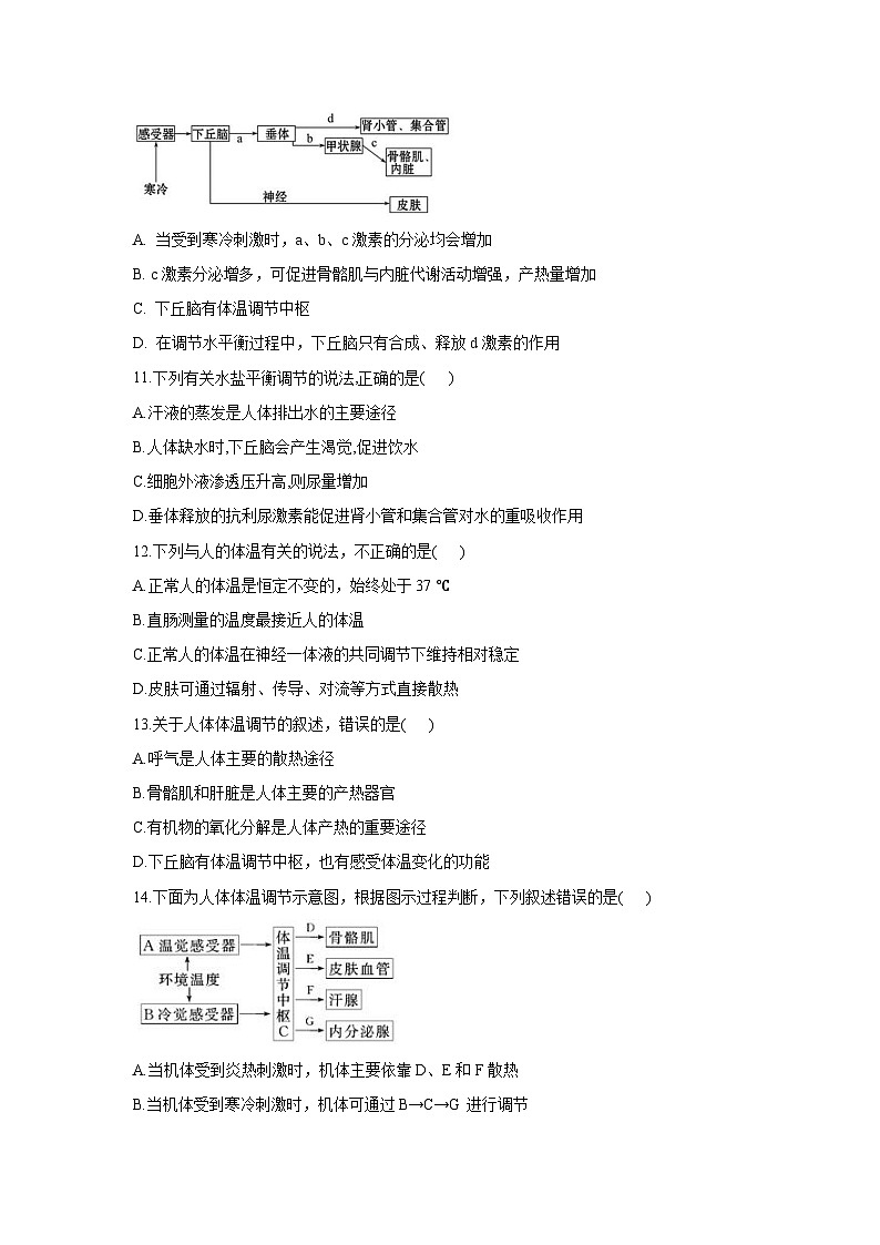 苏教版（2019）高中生物 选择性必修一 第2章 人体内环境与稳态单元测试卷（2份）（word 含解析）03