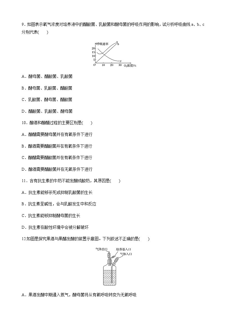 苏教版（2019）高中生物 选择性必修3 第一章　发酵工程 章末检测试卷(一)（word版含解析）03