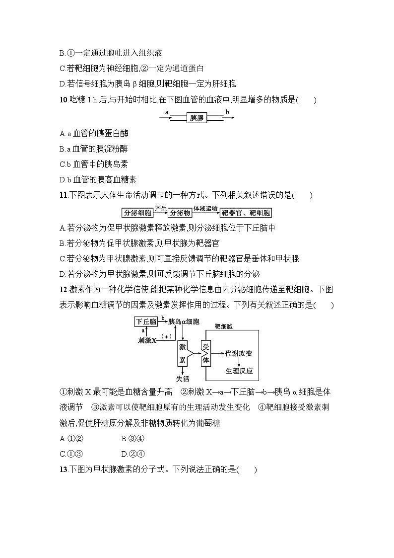 浙科版2019 高中生物 选修1  第三章 体液调节过关检测（word版含解析）03