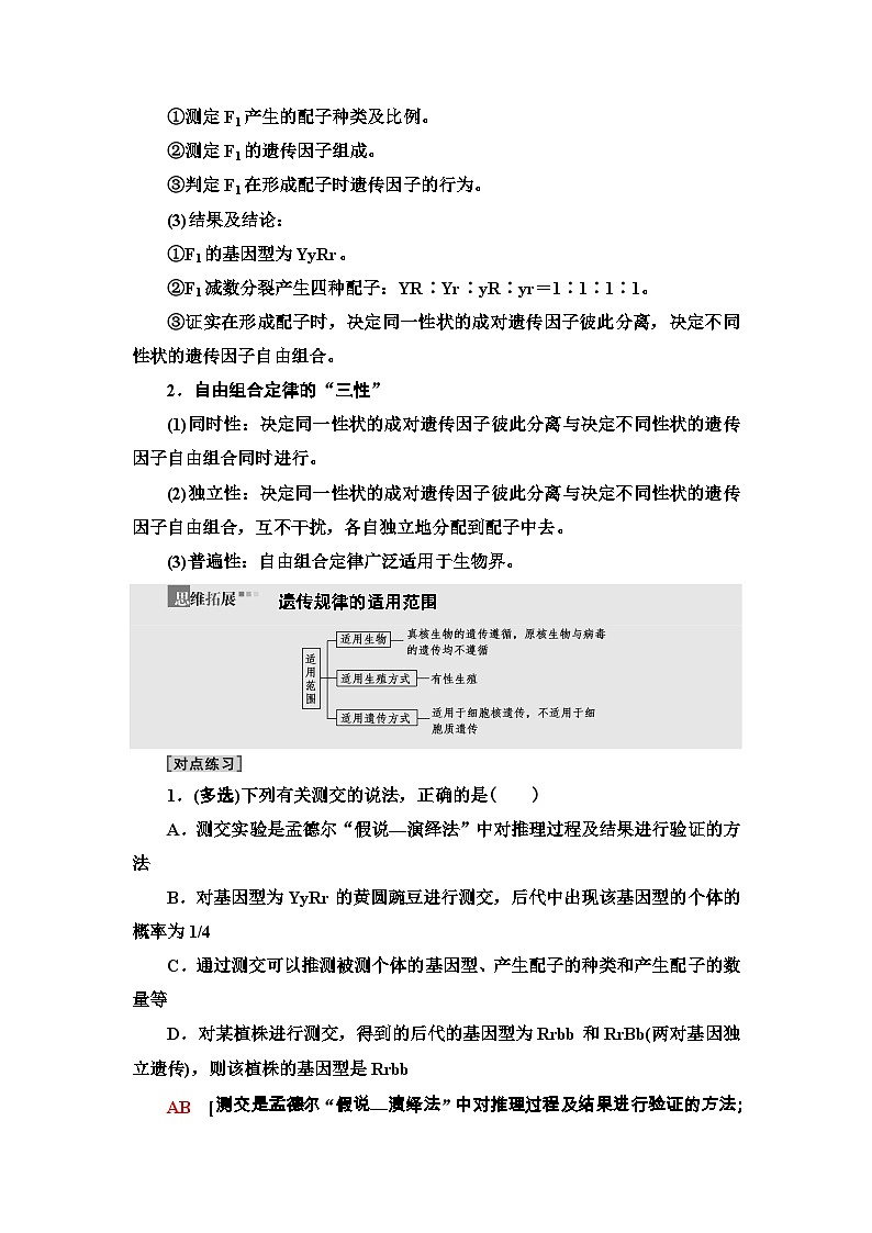 苏教版（2019）高中生物： 必修2 第1章 第3节 第2课时 自由组合定律 学案 Word版含解析03