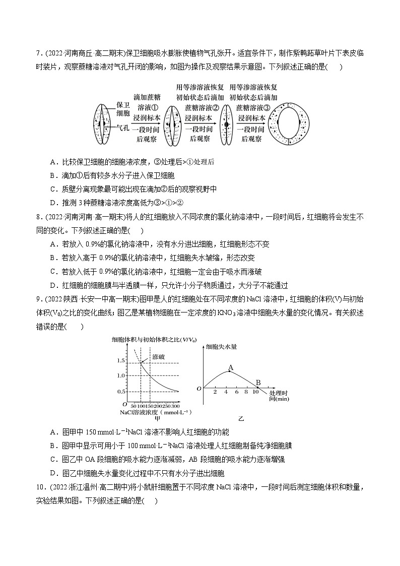 高一生物分层训练AB卷（人教版2019必修1）第4章  细胞的物质输入和输出（B卷·能力提升练）03