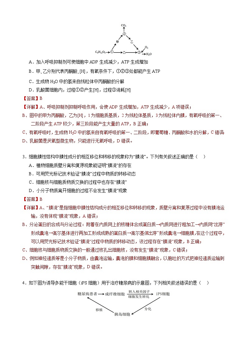 生物-新高三开学摸底考试卷（新教材专用）01(解析版)第2页