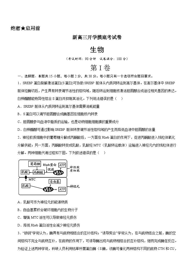 生物（山东卷）（考试版）第1页
