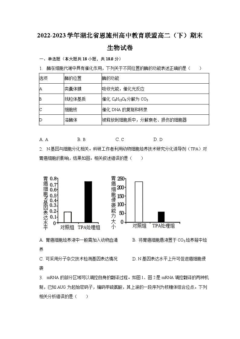 2022-2023学年湖北省恩施州高中教育联盟高二（下）期末生物试卷（含解析）01