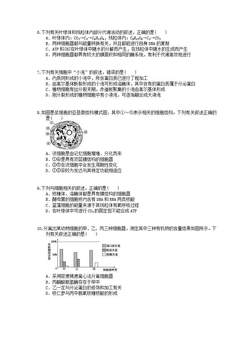 高考生物一轮复习 课后作业本06 细胞器与生物膜系统 (含解析)02