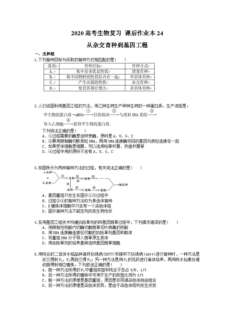 高考生物一轮复习 课后作业本24 从杂交育种到基因工程(含解析)第1页