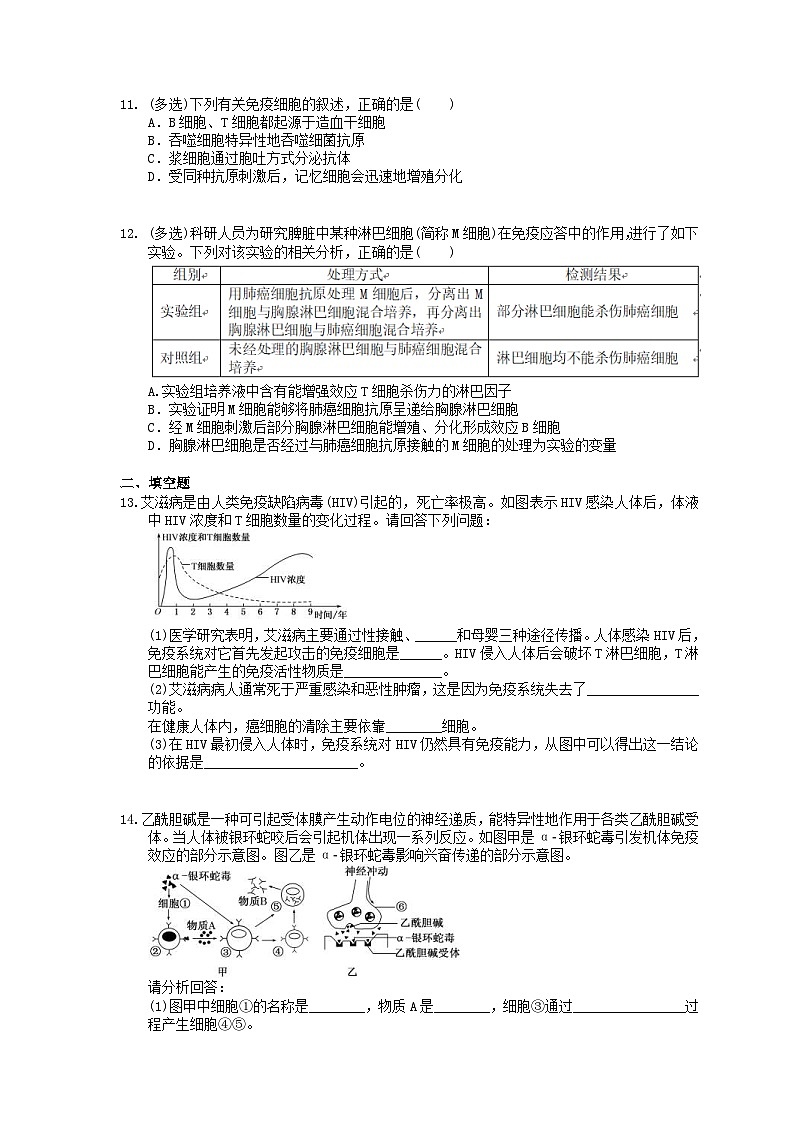 高考生物一轮复习 课后作业本29 免疫调节(含解析)第3页