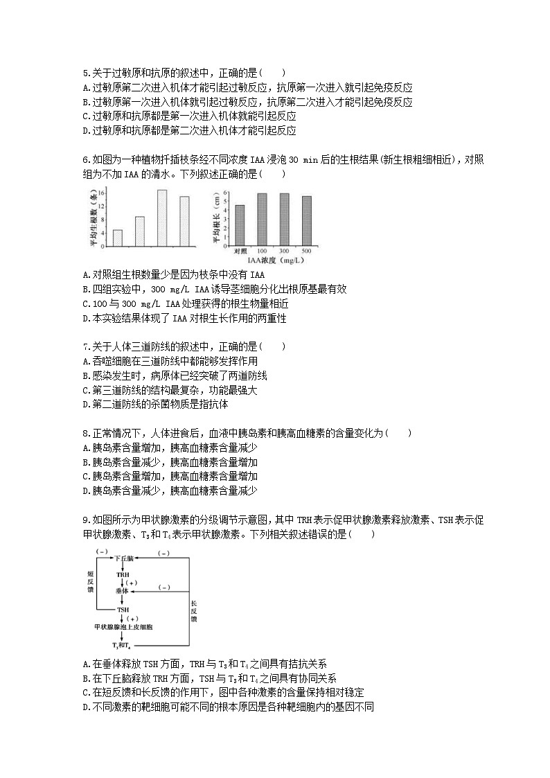 高考生物一轮单元复习 生命活动的调节与免疫（含答案解析）第2页