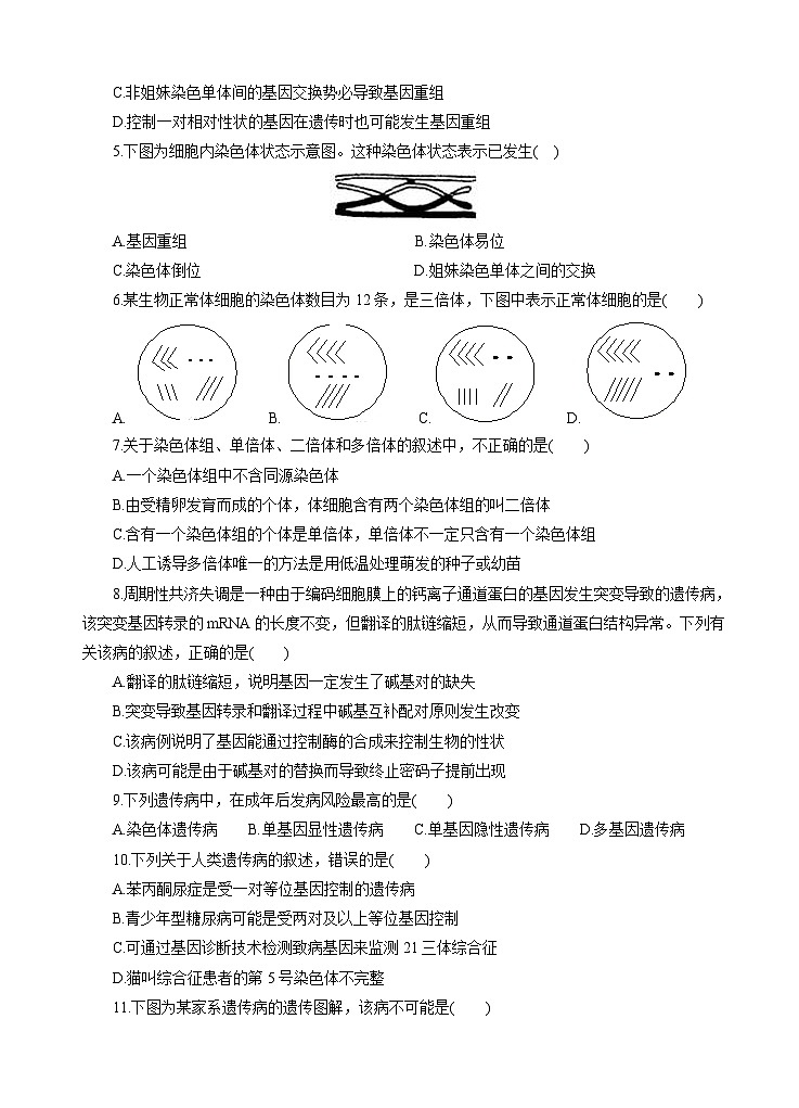 高考生物一轮单元卷：第07单元 生物的变异、育种和进化 B卷（含答案解析）第2页