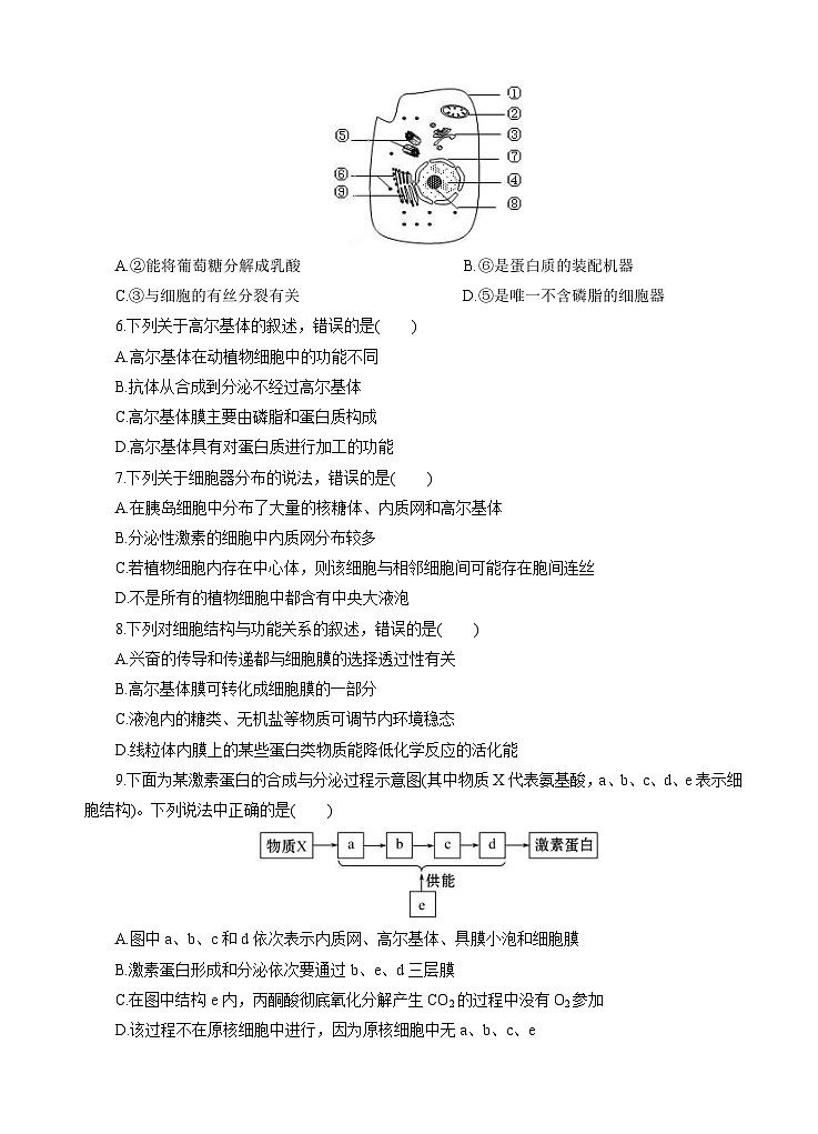 高考生物一轮单元卷：第02单元 细胞的结构和物质的输入、输出 A卷（含答案解析）第2页