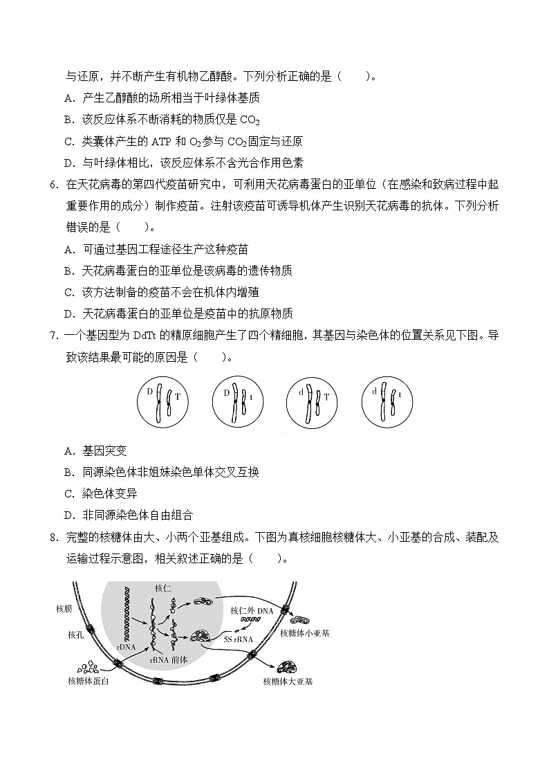 2020年天津高考生物试卷-(含答案)02