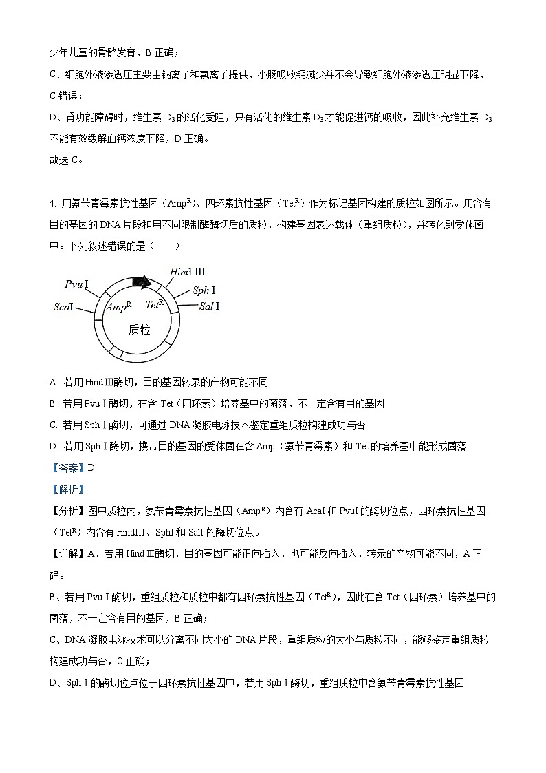 2023年新高考湖北卷生物高考真题解析（参考版）03