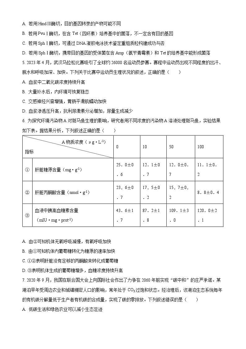 2023年新高考湖北卷生物高考真题解析（参考版）02