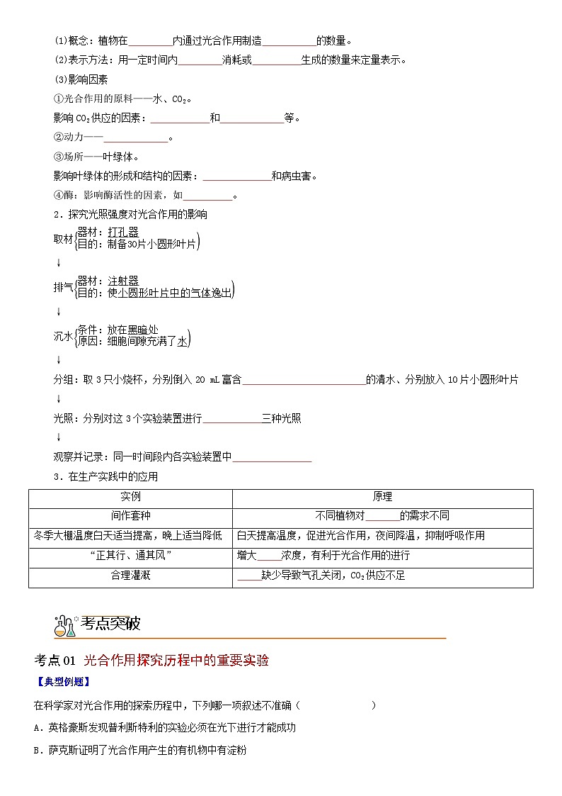 【同步讲义】高中生物（人教版2019）必修第一册--5.4.2《光合作用的原理和应用》讲义02