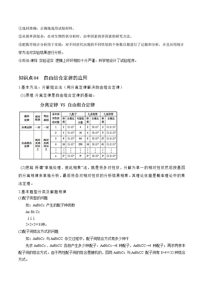 【同步讲义】高中生物（人教版2019）必修第二册--1.2《孟德尔的豌豆杂交实验（二）》讲义（学生版）第3页