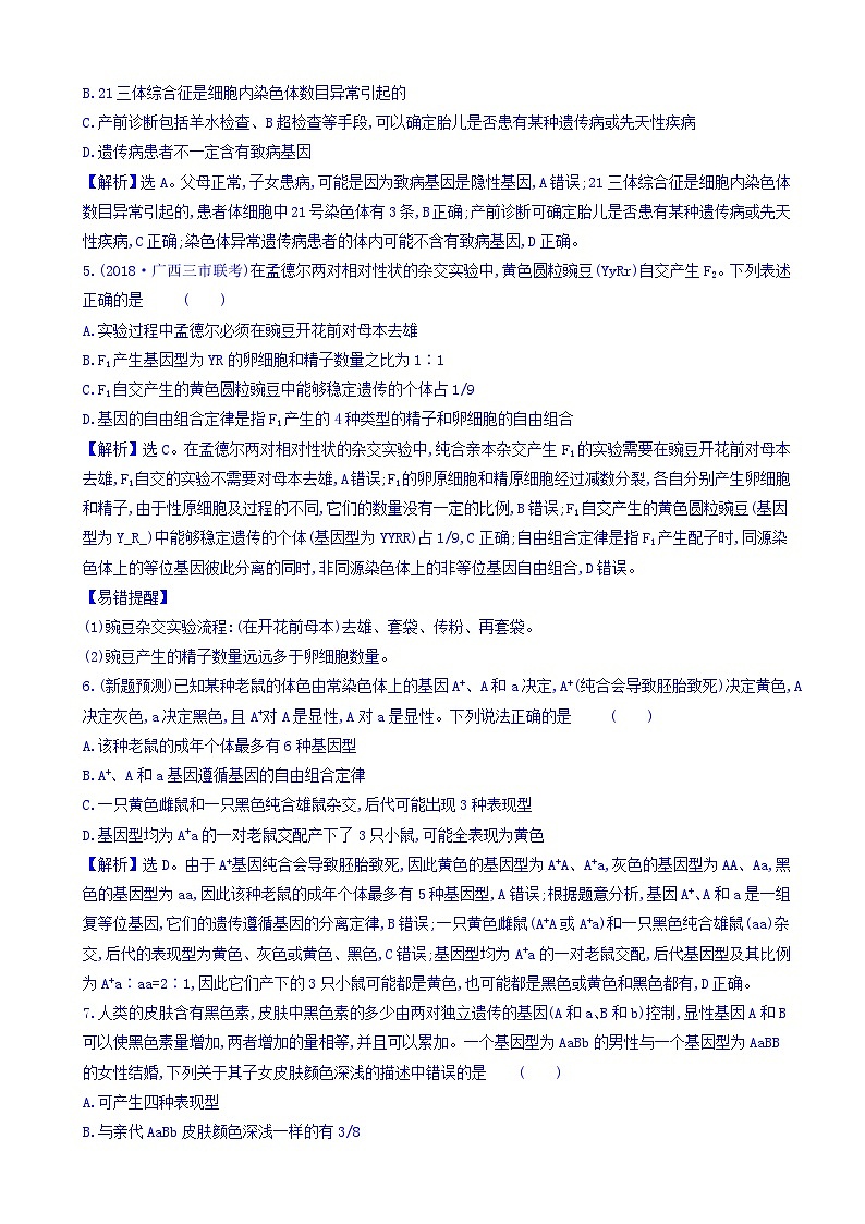 高考生物二轮复习练习：专题06 遗传的基本规律与人类遗传病 专题能力提升练（含答案）第2页
