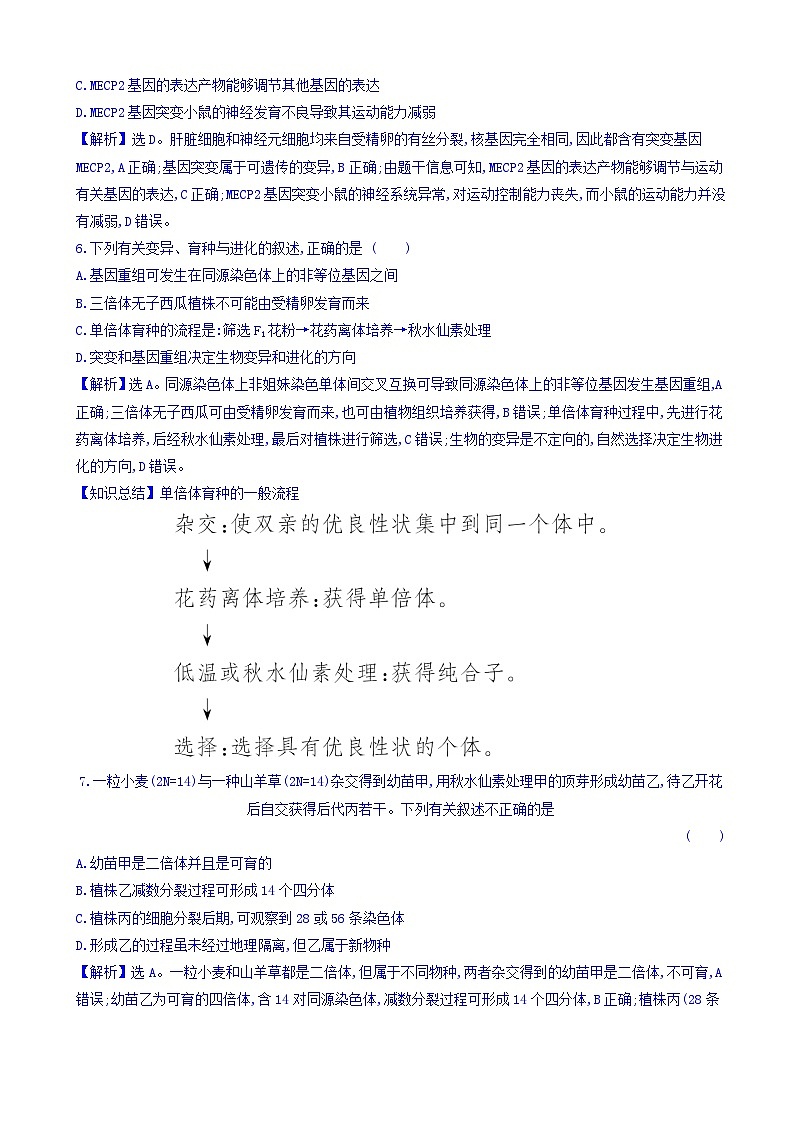 高考生物二轮复习练习：专题07 变异、育种与进化 专题能力提升练（含答案）第3页