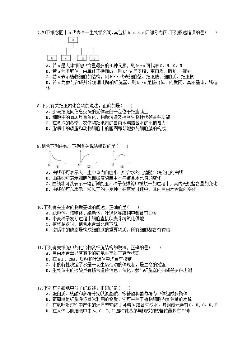 高考生物 二轮专题跟踪练习01 组成细胞的分子(含答案解析)第2页