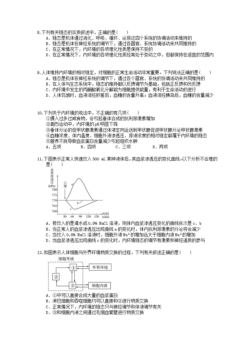高考生物 二轮专题跟踪练习11 人体的内环境与稳态(含答案解析)第2页
