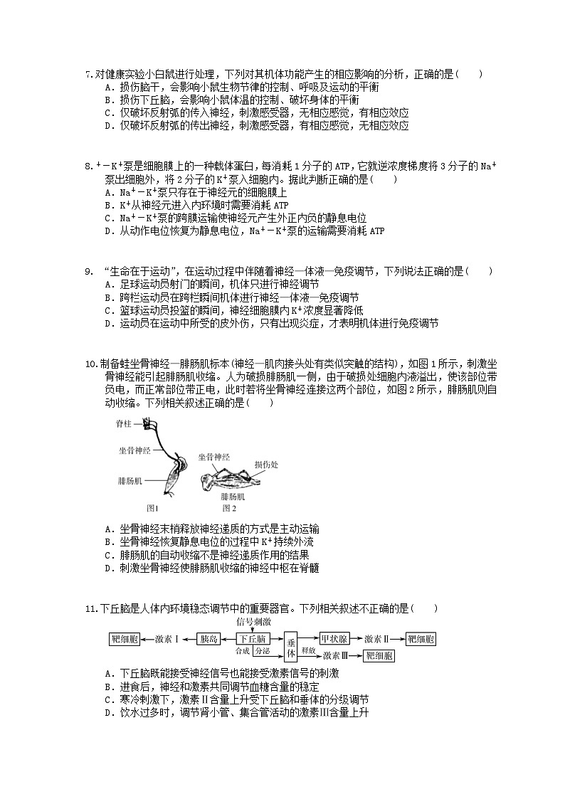 高考生物 二轮专题跟踪练习12 人和动物生命活动的调节(含答案解析)第2页