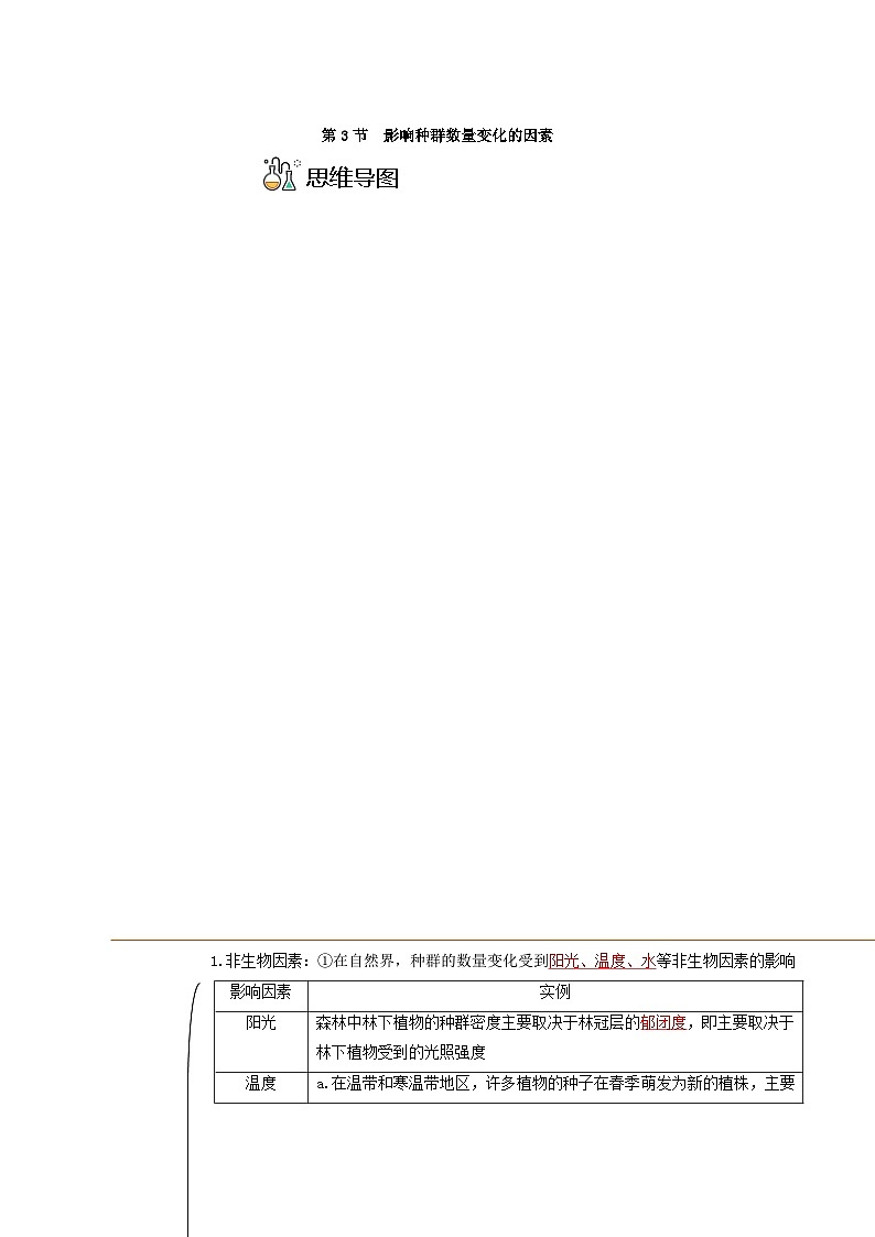 1.3 影响种群数量变化的因素（教师版）第1页