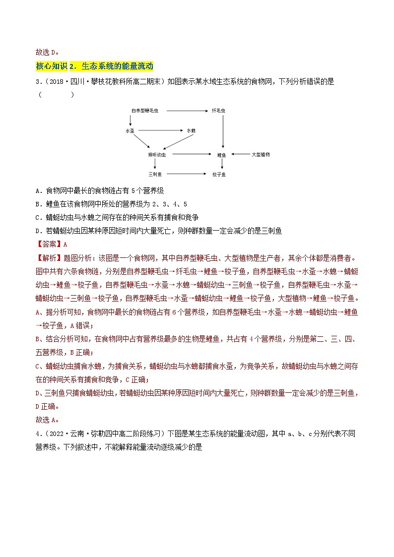 高二生物分层训练AB卷（人教版2019选择性必修2）第3章 生态系统及其稳定性（A卷·知识通关练）02