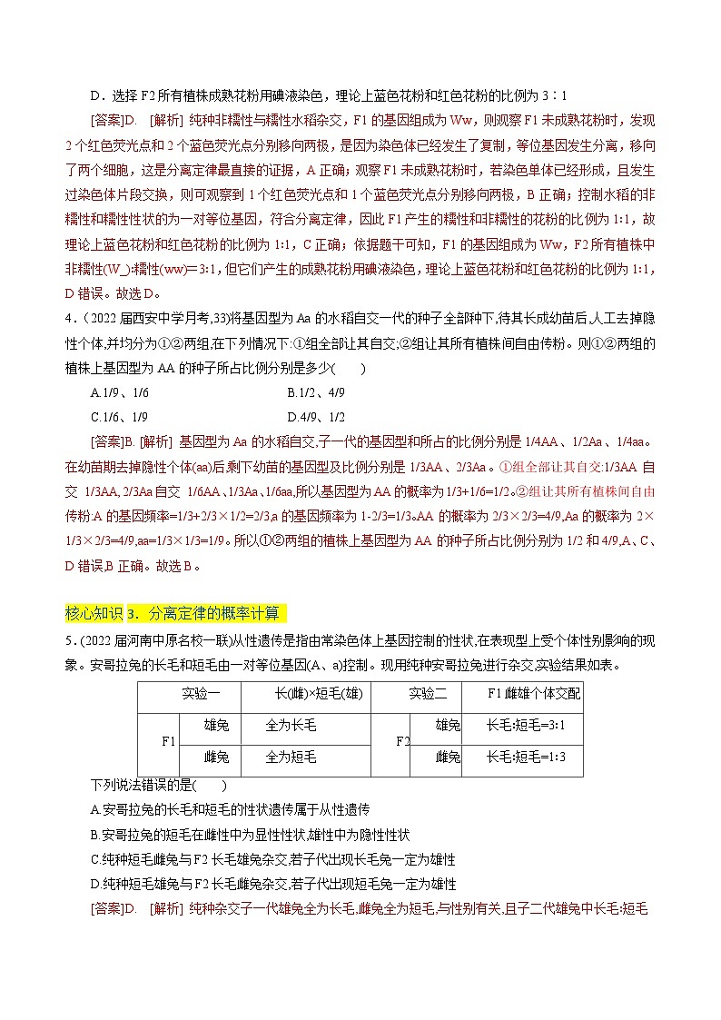高一生物分层训练AB卷（人教版2019必修2）第1章 遗传因子的发现（A卷·知识通关练）02
