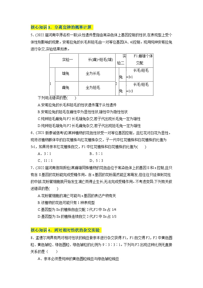高一生物分层训练AB卷（人教版2019必修2）第1章 遗传因子的发现（A卷·知识通关练）02