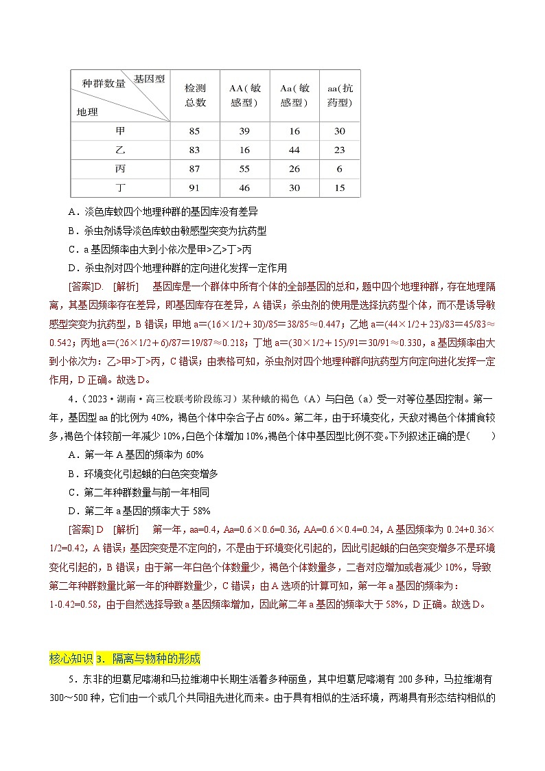 高一生物分层训练AB卷（人教版2019必修2）第6章  生物的进化（A卷·知识通关练）02