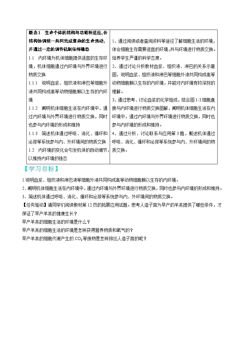 高二生物同步 讲义（人教版2019选择性必修1）1.1 细胞生活的环境02
