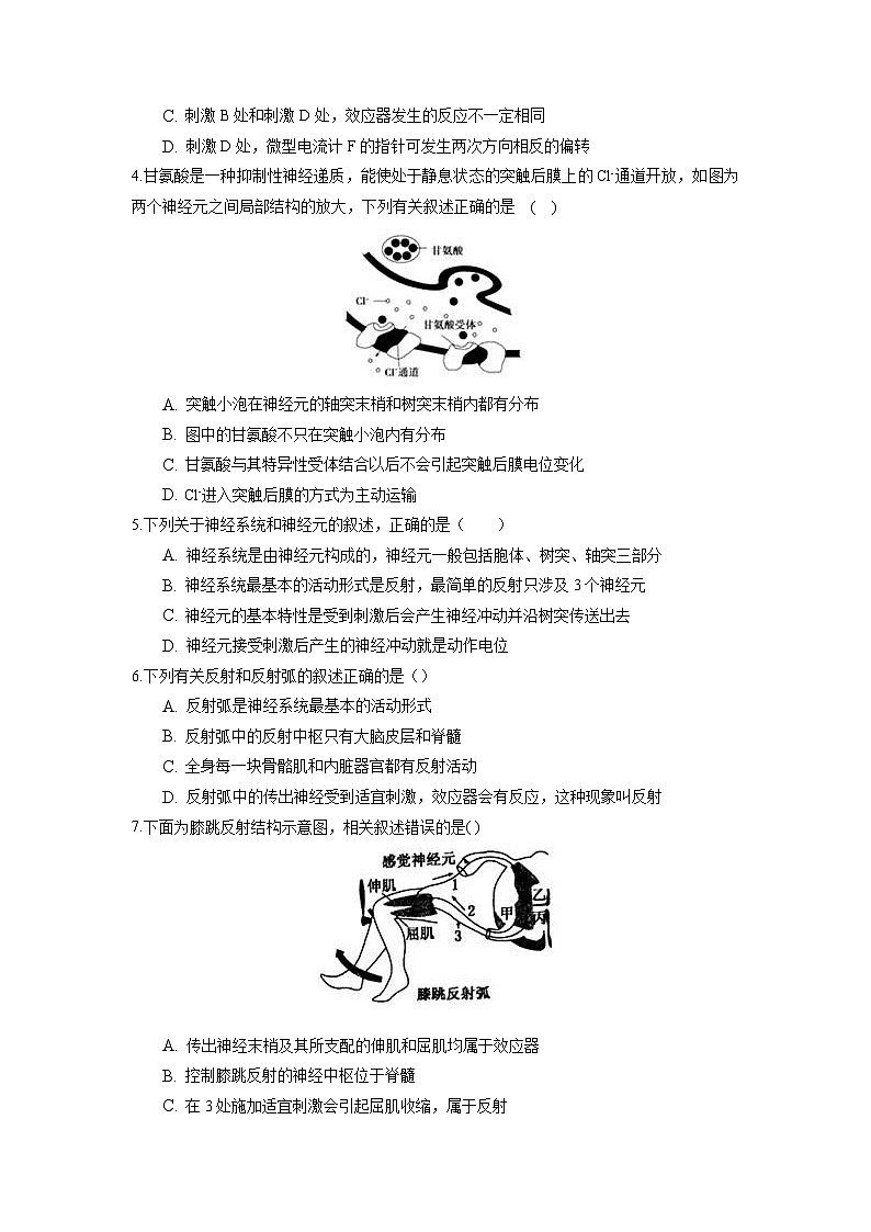 高二生物分层训练AB卷（人教版2019选择性必修1）第2章 神经调节（能力提升练）02