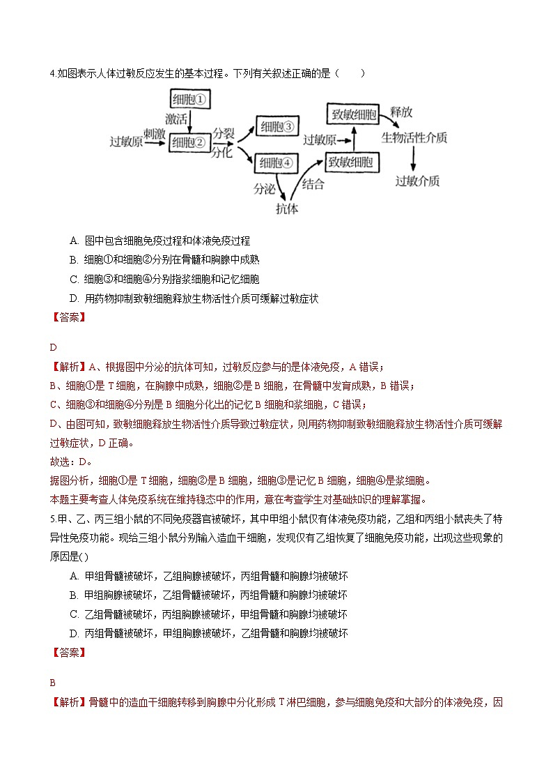 高二生物分层训练AB卷（人教版2019选择性必修1）第4章 免疫调节（能力提升练）03