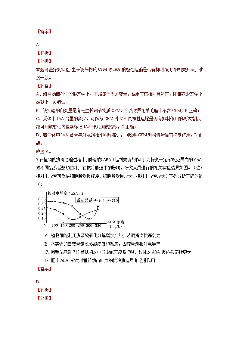 高二生物分层训练AB卷（人教版2019选择性必修1）第5章  植物生命活动的调节（能力提升练）03