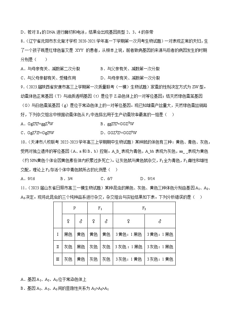 专题卷04 遗传规律-【小题小卷】冲刺2023年高考生物小题限时集训（新高考专用）（原卷版）第3页