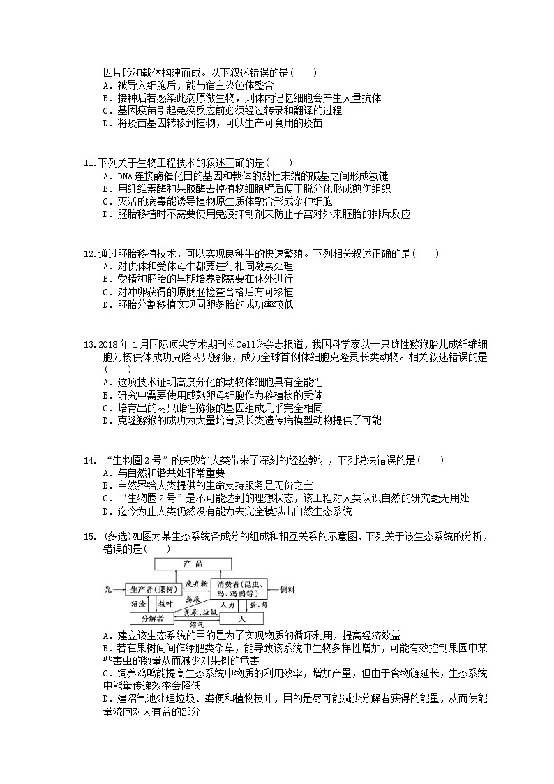 高考生物 三轮冲刺练习 现代生物科技 一(20题含答案解析)03