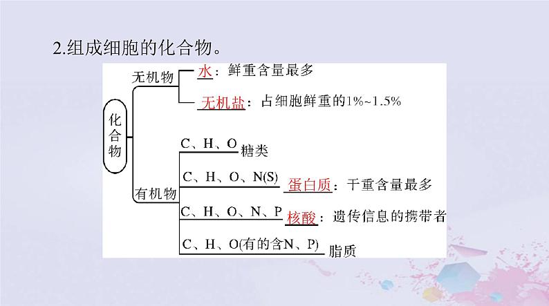 2024届高考生物一轮总复习必修1第2章组成细胞的分子第123节细胞中的元素和化合物细胞中的无机物细胞中的糖类和脂质课件第7页