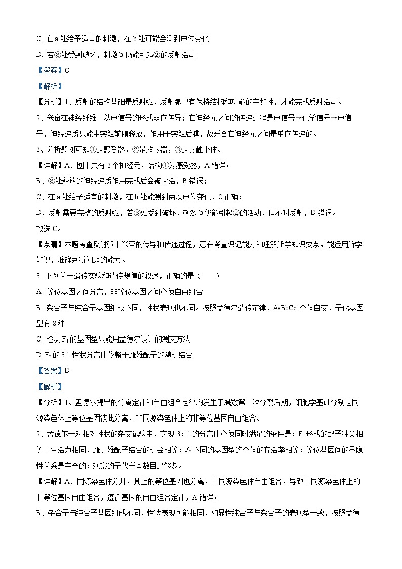 四川省眉山市仁寿一中南校区2022-2023学年高二生物下学期期中试题（Word版附解析）02