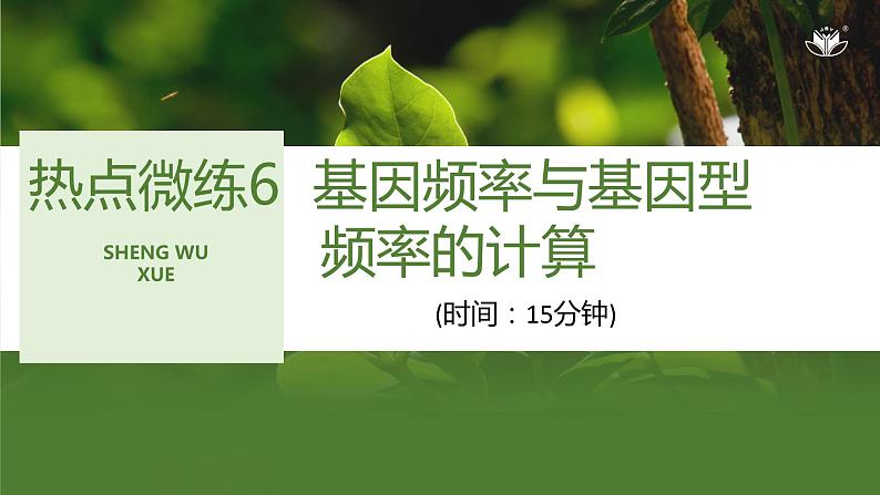 2024年高考生物大一轮必修2复习课件：热点微练6 基因频率与基因型频率的计算01