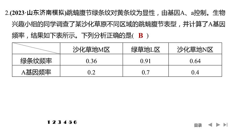 2024年高考生物大一轮必修2复习课件：热点微练6 基因频率与基因型频率的计算04