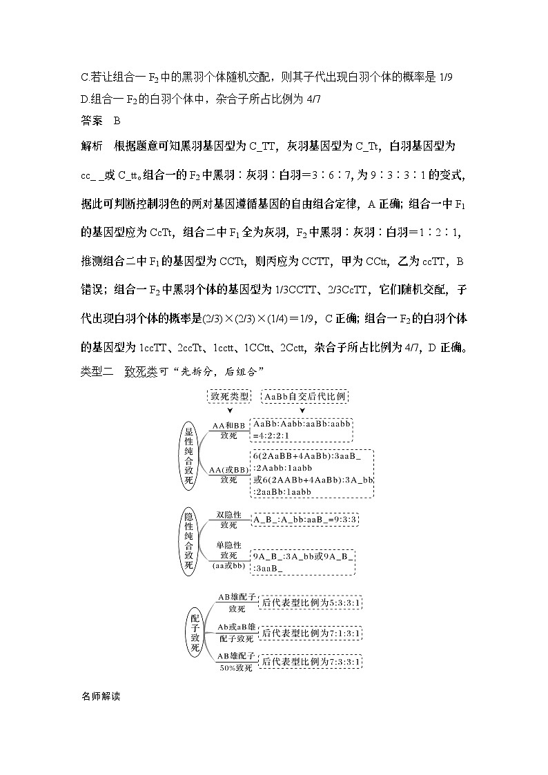 2024年高考生物大一轮必修2复习讲义：：第18讲　基因的自由组合定律的遗传特例分析第3页