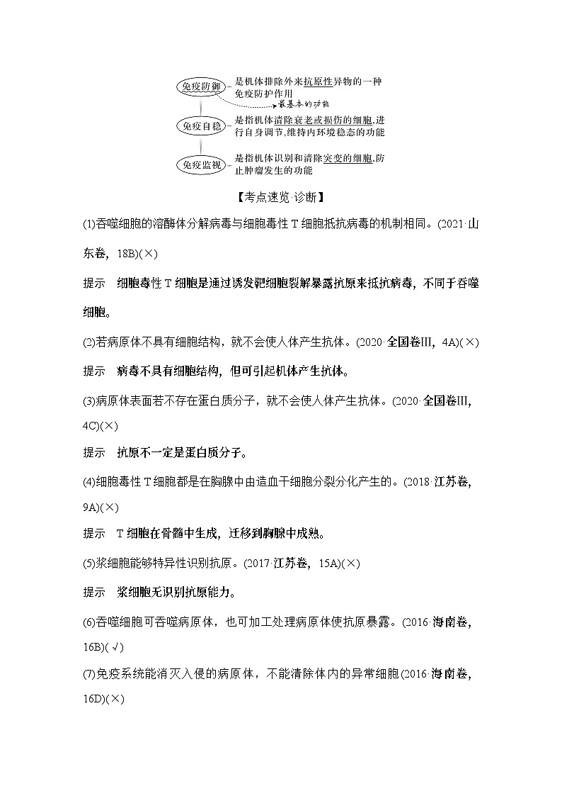 2024年高考生物大一轮选择性必修1复习讲义：第34讲　免疫系统的组成与功能、特异性免疫第3页