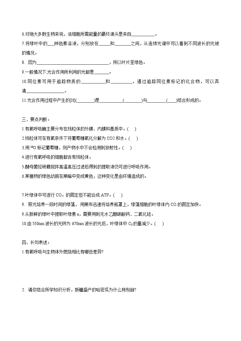 专题03  呼吸作用和光合作用-【查漏补缺】2023年高考生物三轮冲刺过关（全国通用）（原卷版）第3页