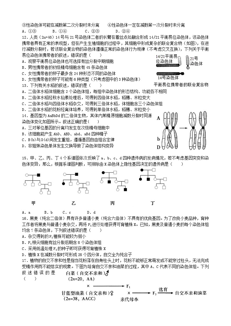 2022成都石室中学高二上学期生物周练01含答案第2页